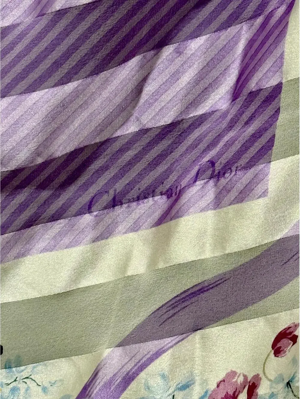 Christian Dior Silk Scarf NWOT Purple Floral Authentic